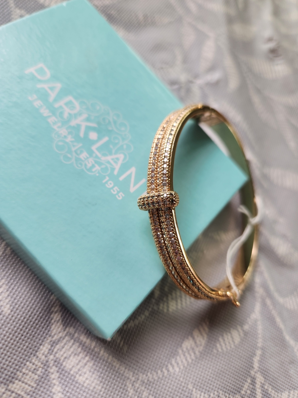 Park Lane Gold-Tone Pave Knot Bangle Bracelet